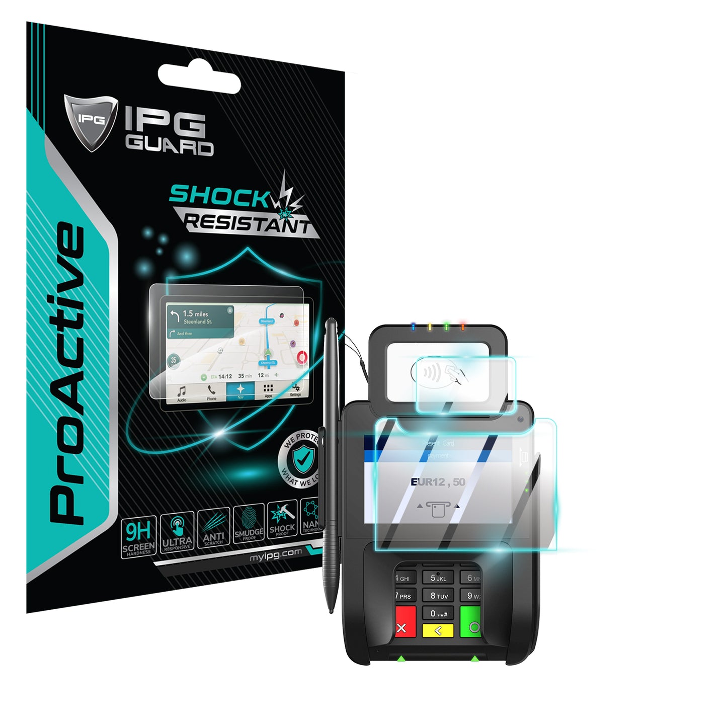 PAX Q30 Linux Smart POS Terminal Dokunmatik Ekranı için IPG ProActive Ekran Koruyucu