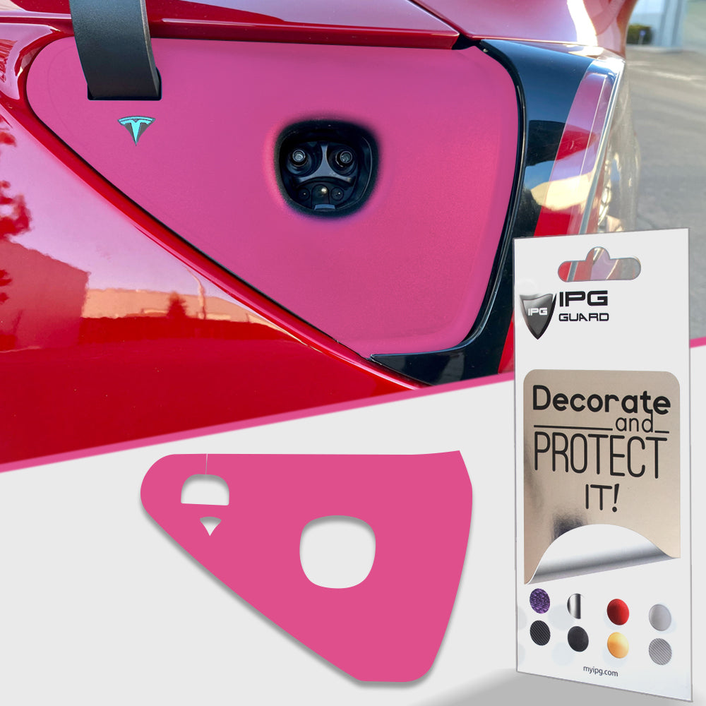 Tesla Model 3 - Model Y 2021-2023 Şarj Port Girişi için IPG Dekoratif Koruyucu Logo Amblem Sticker Etiket Aksesuar Vinil