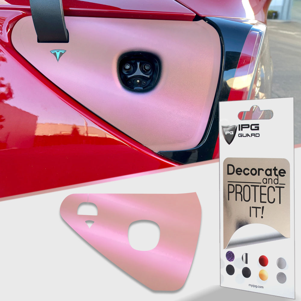 Tesla Model 3 - Model Y 2021-2023 Şarj Port Girişi için IPG Dekoratif Koruyucu Logo Amblem Sticker Etiket Aksesuar Vinil