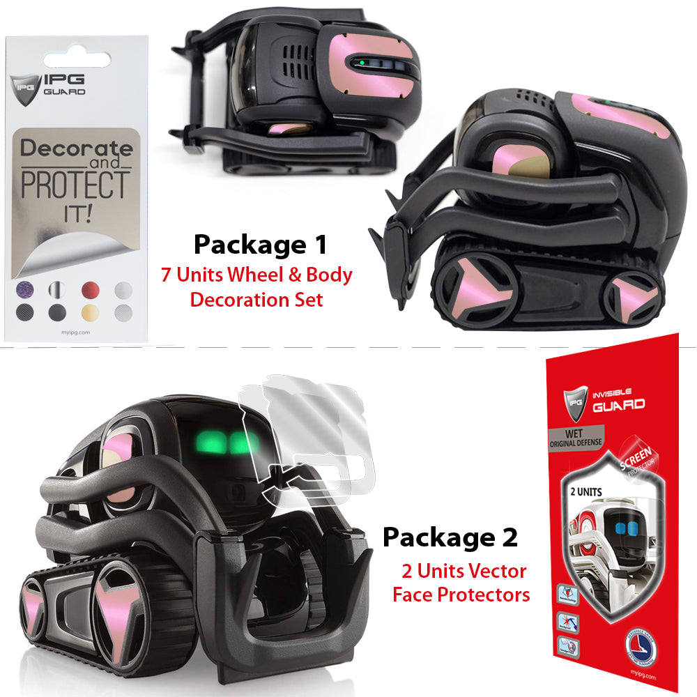 Vector Robot için IPG Dekoratif Koruyucu Dekorasyon Seti Sticker Etiket Aksesuar Vinil (7 Adet Dekoratif Etiket & 2 Adet Ekran Koruyucu)