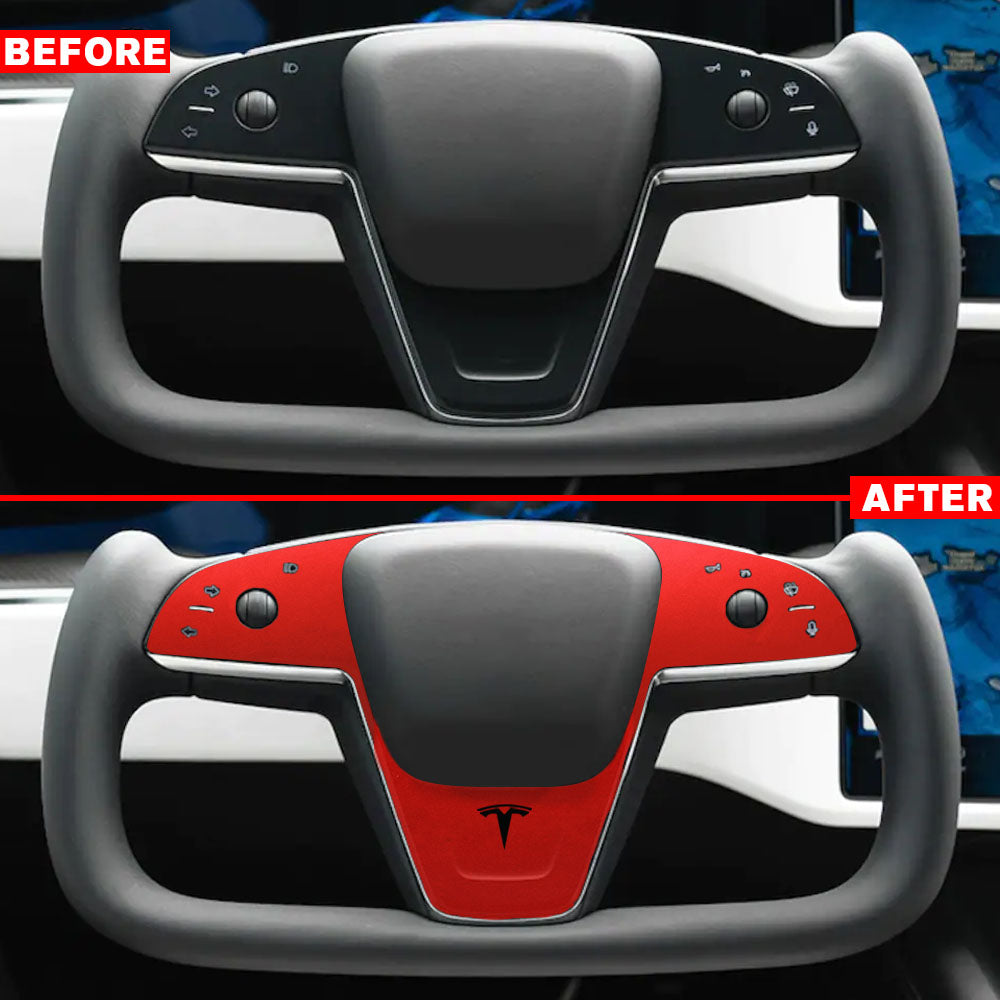 IPG Decorative for Tesla Model S - Model X 2024 Steering Wheel Wrap Decals Stickers with Logo Protector