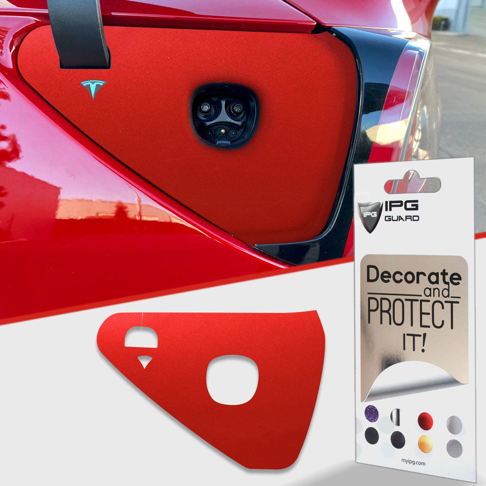 Tesla Model 3 - Model Y 2021-2023 Şarj Port Girişi için IPG Dekoratif Koruyucu Logo Amblem Sticker Etiket Aksesuar Vinil