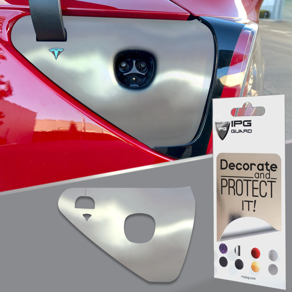 Tesla Model 3 - Model Y 2021-2023 Şarj Port Girişi için IPG Dekoratif Koruyucu Logo Amblem Sticker Etiket Aksesuar Vinil