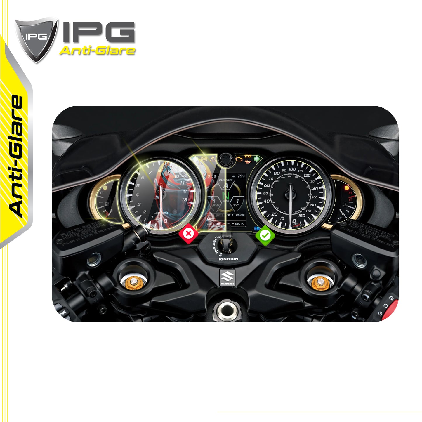 IPG Anti-Glare for Suzuki GSX 1300R Hayabusa Gen3 2021-2025 Motorcycle Speedometer Display ANTI-GLARE SCREEN Protector