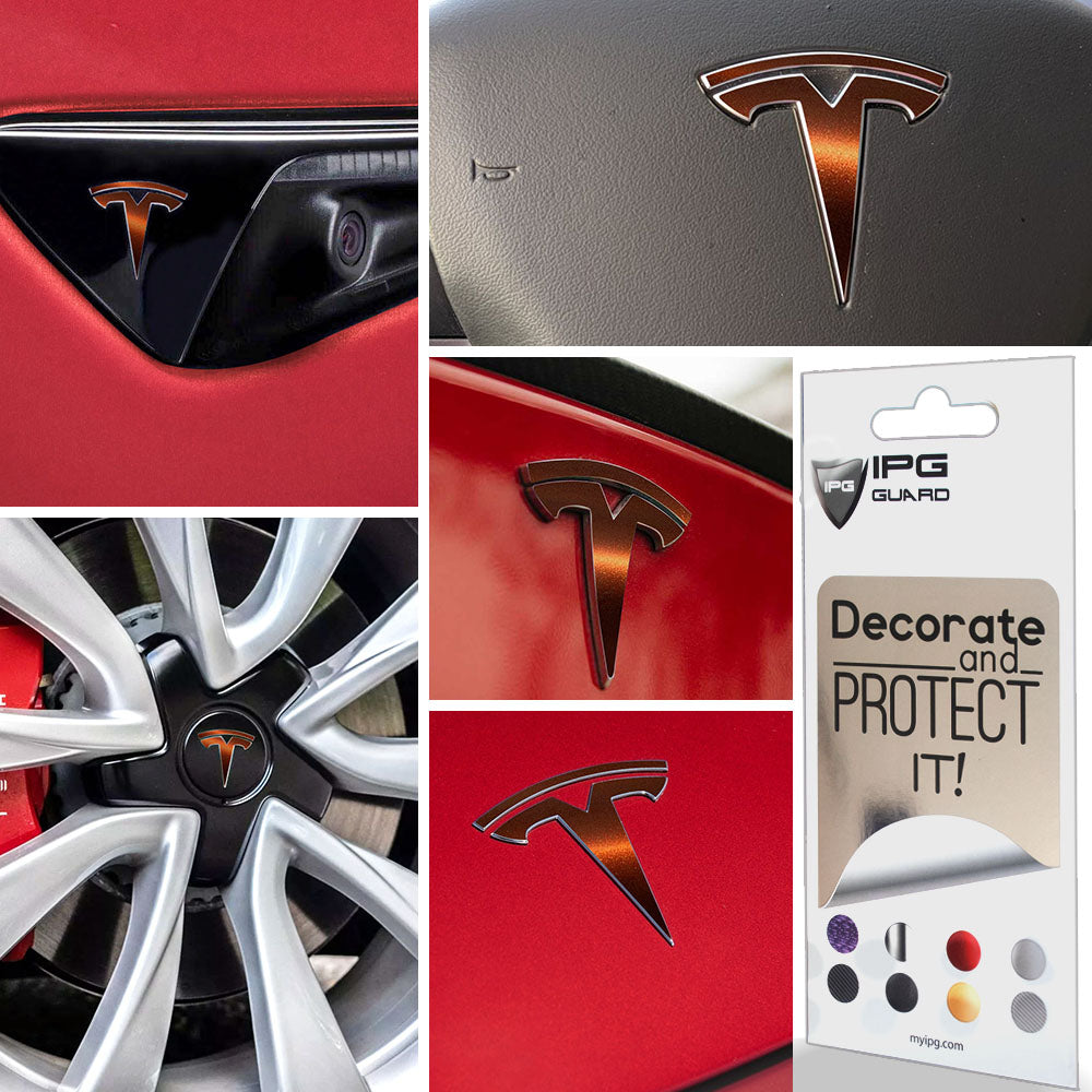 Tesla Model 3 için IPG Dekoratif Koruyucu Amblem Sticker Etiket Aksesuar Vinil (9 Logo Set)