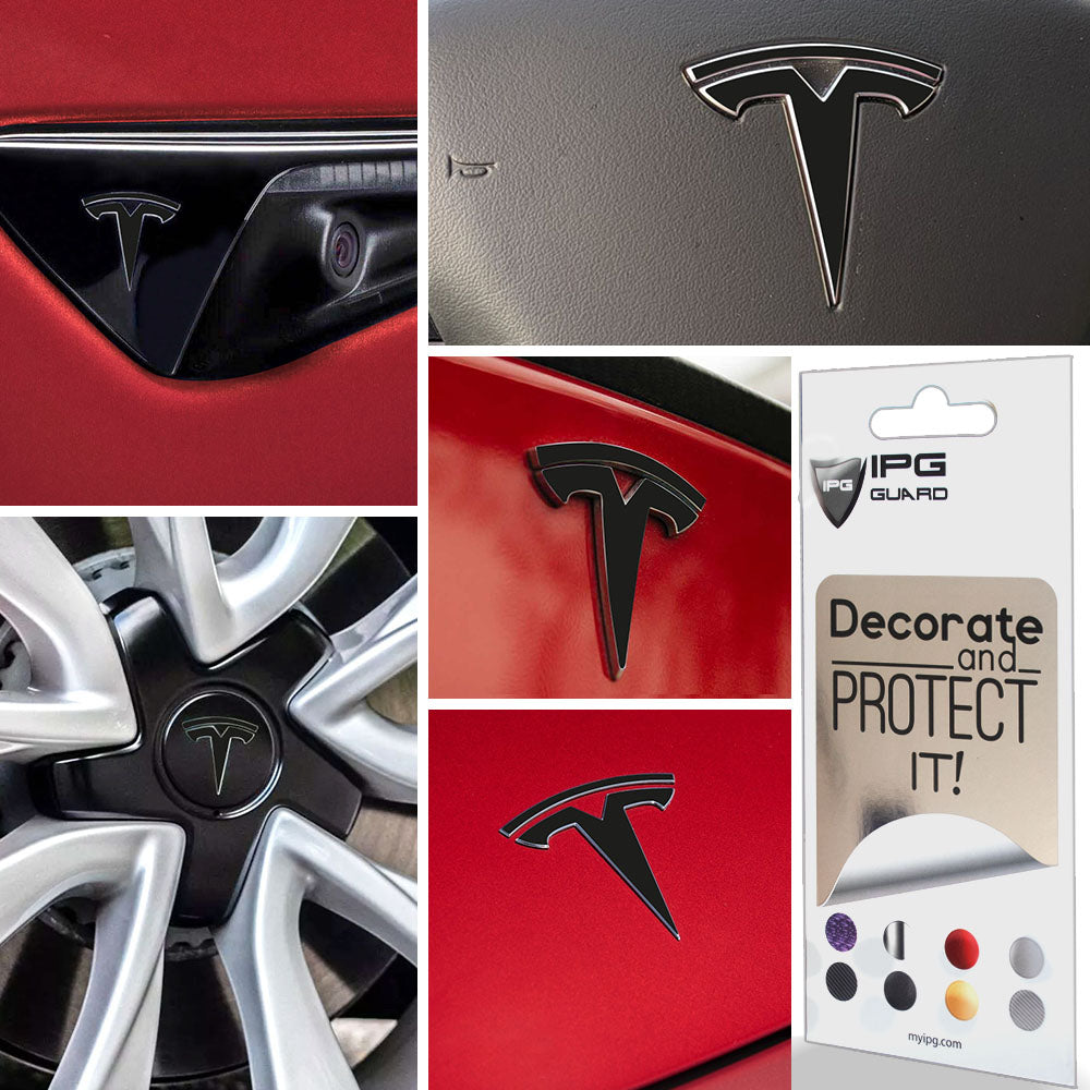 Tesla Model 3 için IPG Dekoratif Koruyucu Amblem Sticker Etiket Aksesuar Vinil (9 Logo Set)