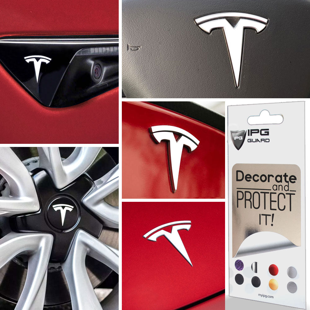 Tesla Model 3 için IPG Dekoratif Koruyucu Amblem Sticker Etiket Aksesuar Vinil (9 Logo Set)