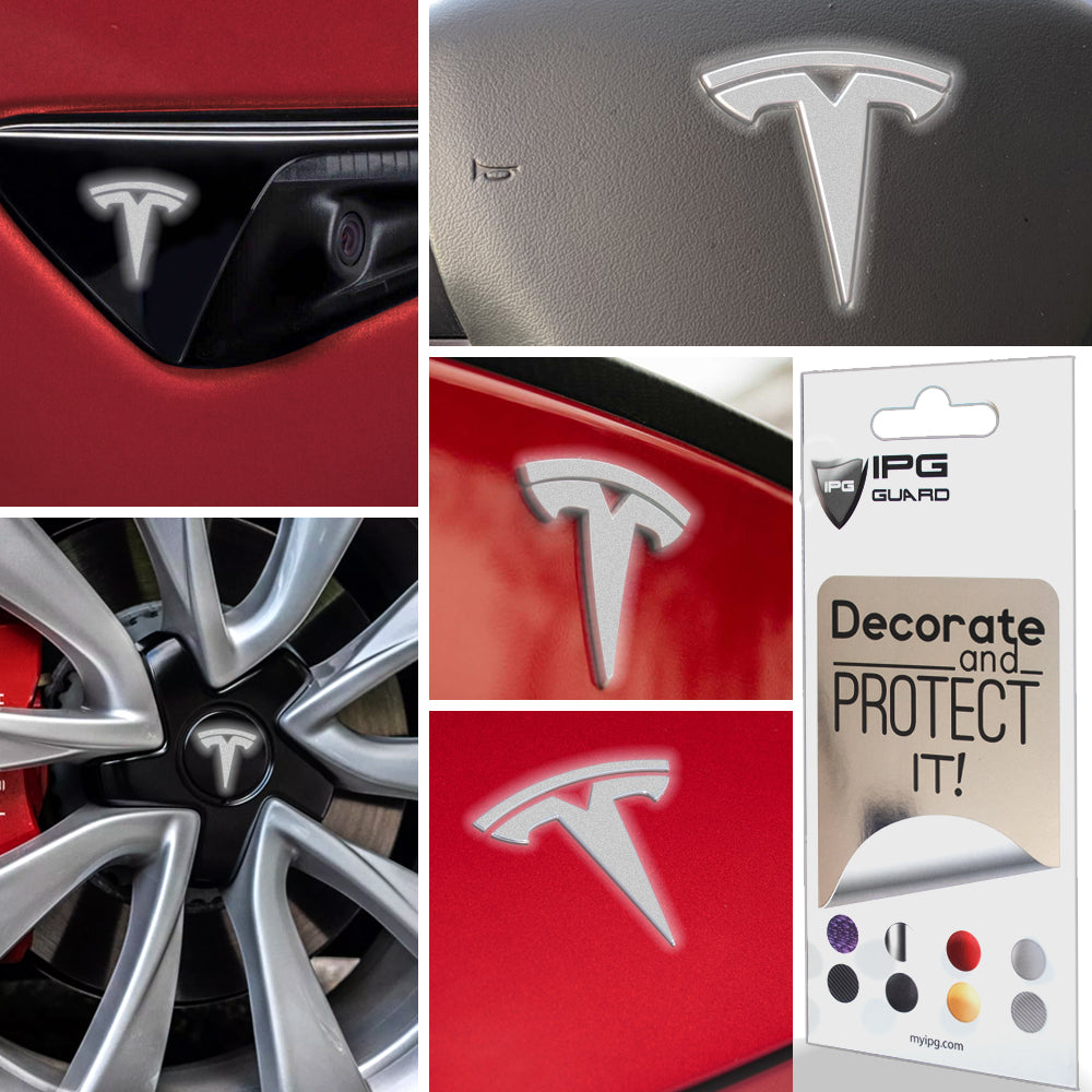 Tesla Model 3 için IPG Dekoratif Koruyucu Logo Amblem Sticker Etiket Aksesuar Vinil (9 Logo Set)(Reflektif Serisi)