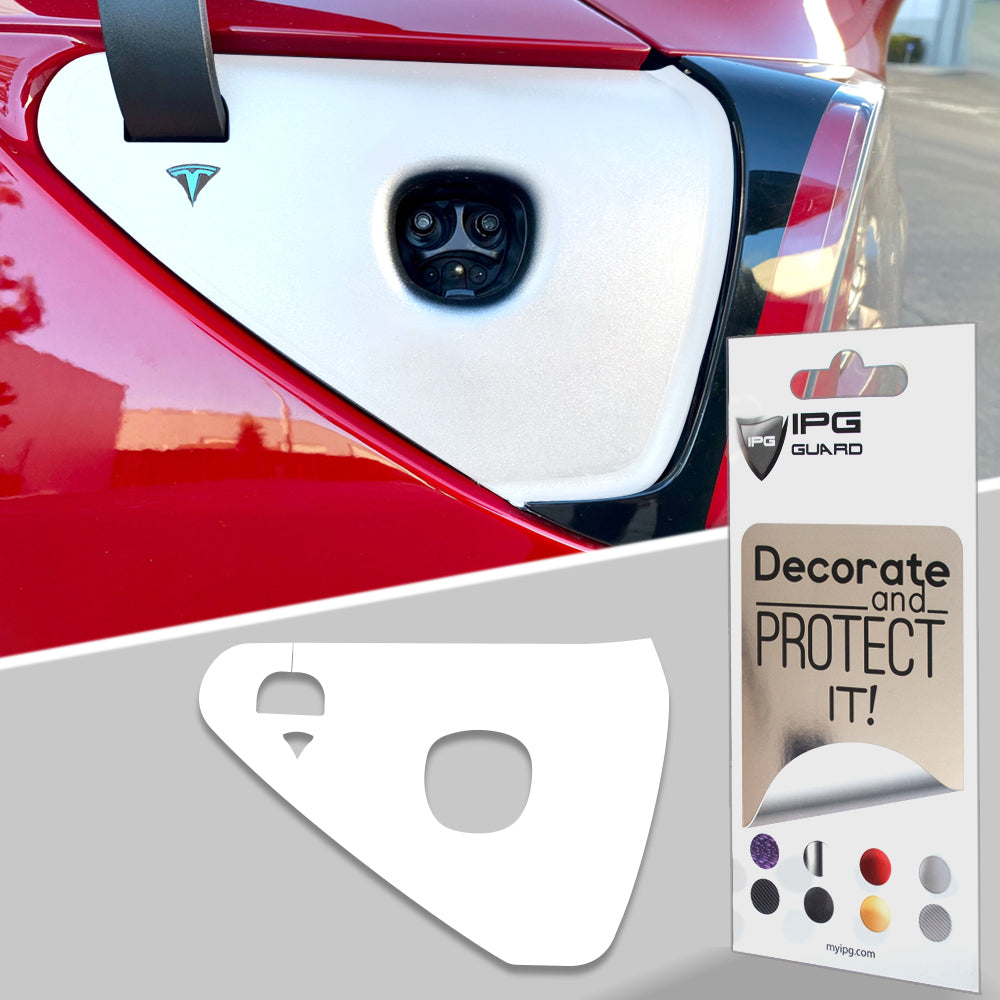 Tesla Model 3 - Model Y 2021-2023 Şarj Port Girişi için IPG Dekoratif Koruyucu Logo Amblem Sticker Etiket Aksesuar Vinil