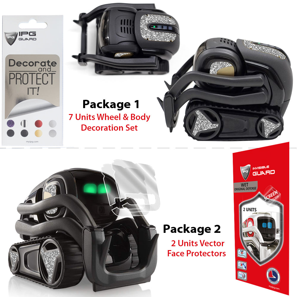 Vector Robot için IPG Dekoratif Koruyucu Dekorasyon Seti Sticker Etiket Aksesuar Vinil (7 Adet Dekoratif Etiket & 2 Adet Ekran Koruyucu)