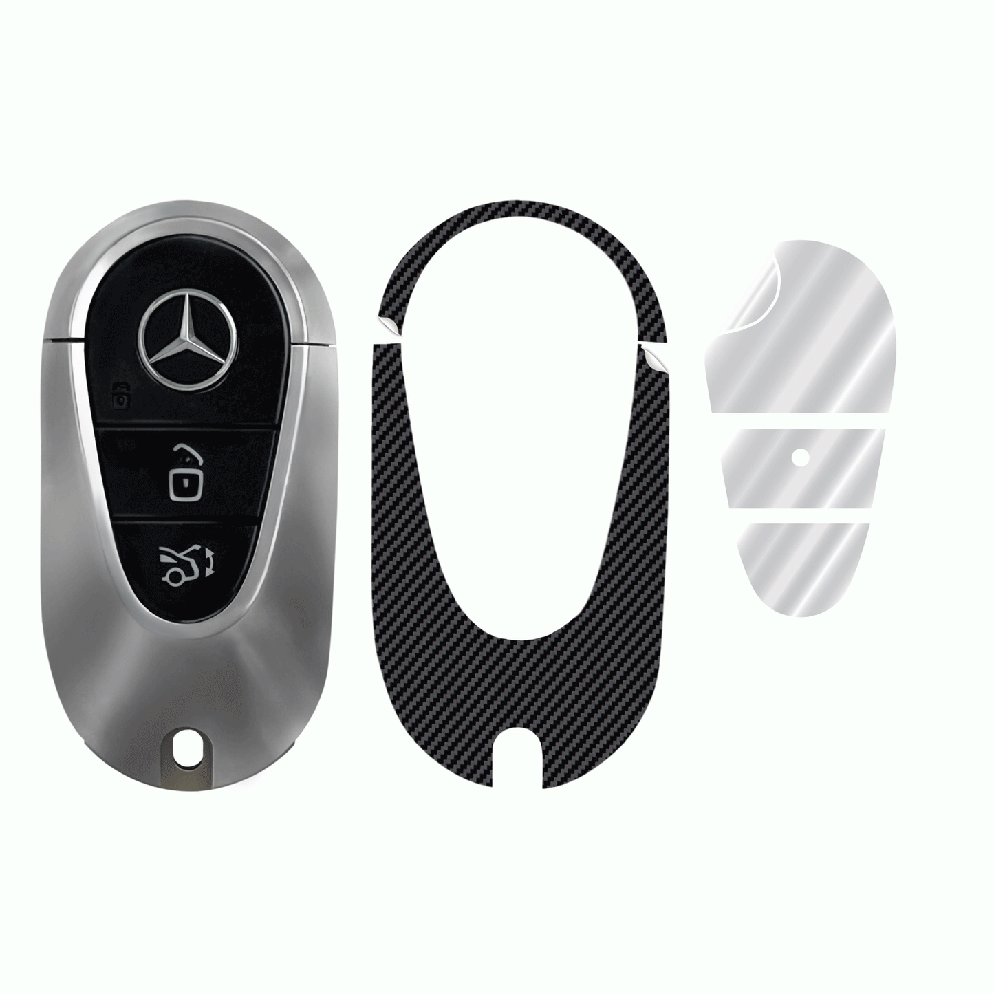 IPG Decorative for Mercedes 2021–2025 C/E/S/GLC/CLE/EQE/EQS/SL-Class Smart Key Protector Protect & Decorate Vinly Set Cover