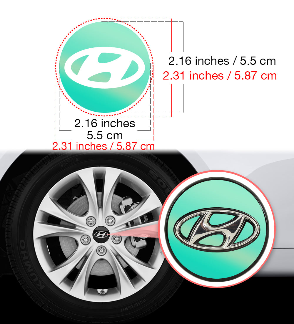 IPG Decorative for Hyundai Sonata - Azera - Santa Fe 2011-2023 Logo Center Cap Wheel Tire Decals Stickers Logo (Center Cap:2.31"-4 Units)