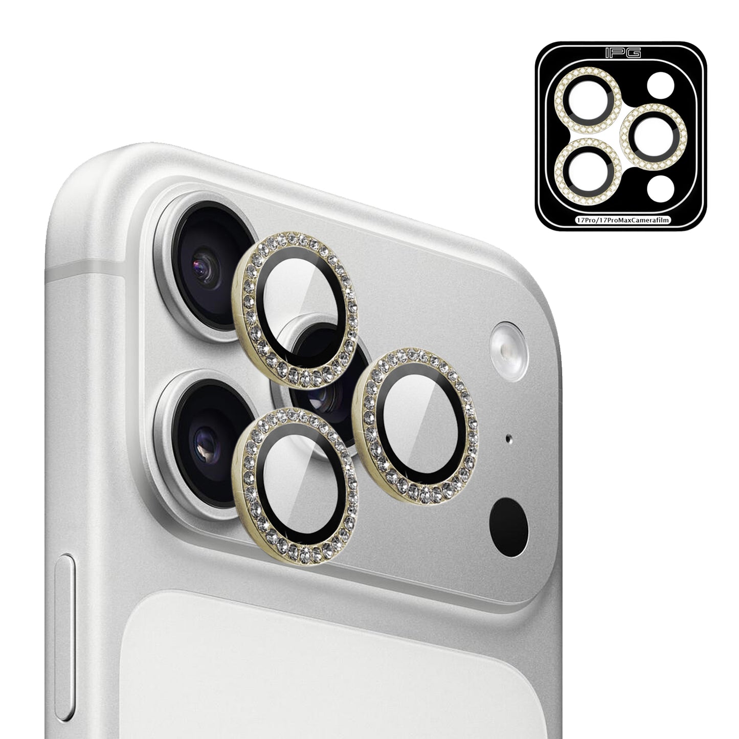 IPG ProLens Apple iPhone 16 Pro - 16 Pro Max için Elmas - Taşlı Kamera Lens Koruyucu (4 Farklı Renk Seçeneğiyle)