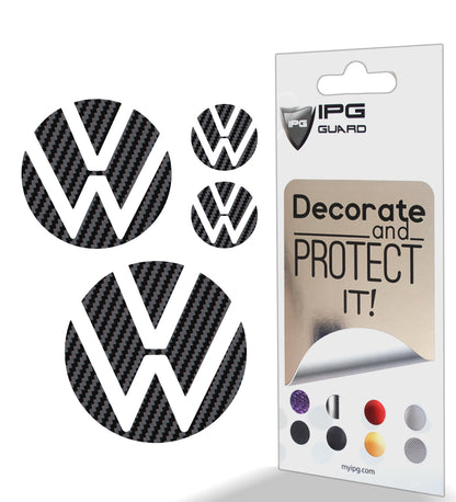 IPG Decorative for Volkswagen Passat 2021 Front Emblem Logo - Rear Back Emblem Logo - Steering Wheel Emblem Logo Decals Stickers (4 Units)