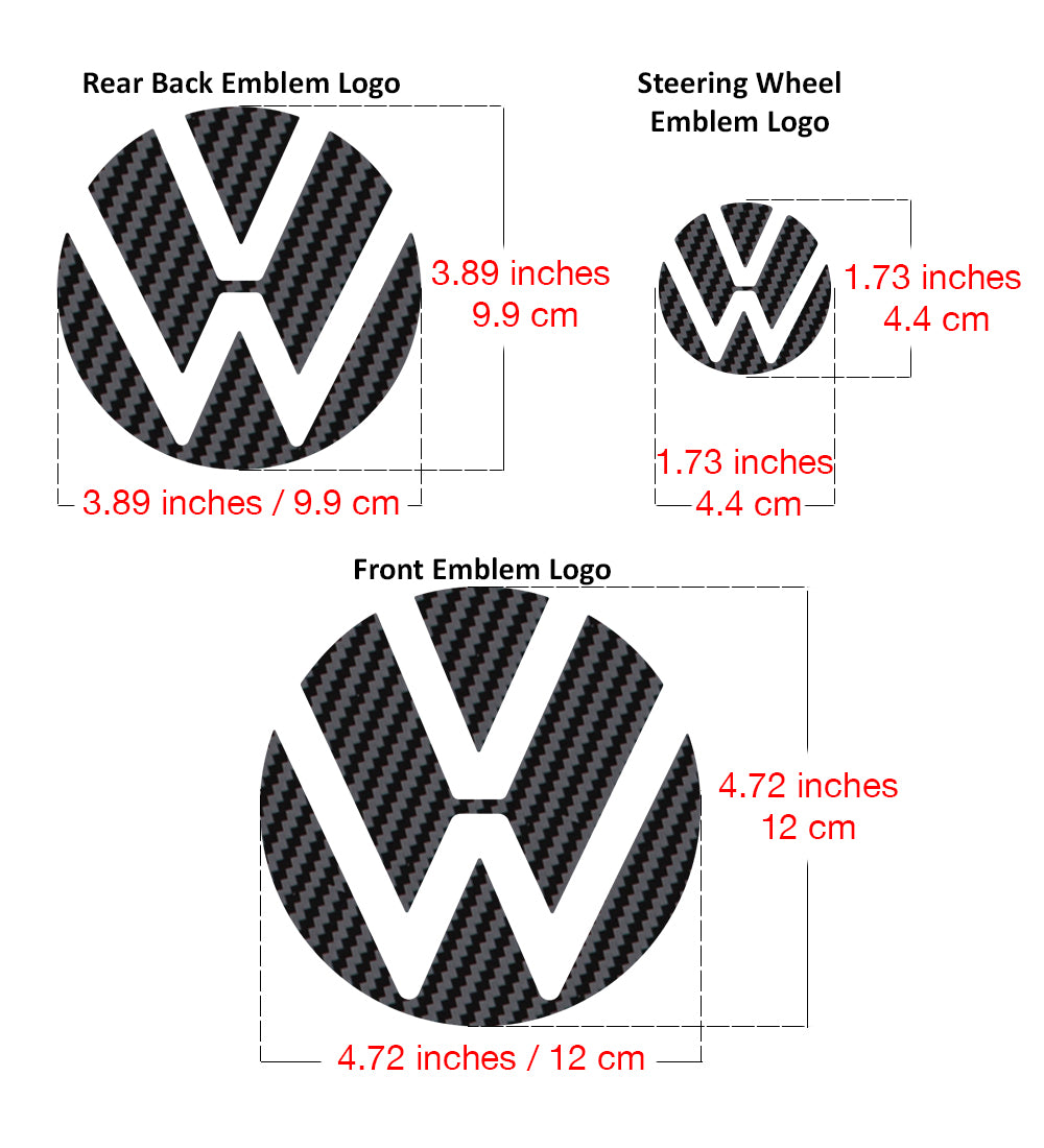 IPG Decorative for Volkswagen Passat 2021 Front Emblem Logo - Rear Back Emblem Logo - Steering Wheel Emblem Logo Decals Stickers (4 Units)