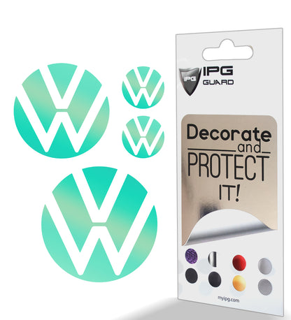 IPG Decorative for Volkswagen Passat 2021 Front Emblem Logo - Rear Back Emblem Logo - Steering Wheel Emblem Logo Decals Stickers (4 Units)