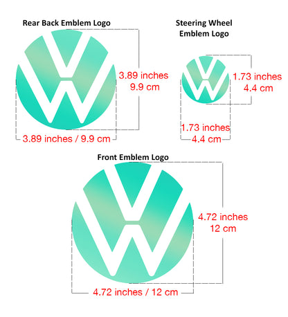 IPG Decorative for Volkswagen Passat 2021 Front Emblem Logo - Rear Back Emblem Logo - Steering Wheel Emblem Logo Decals Stickers (4 Units)