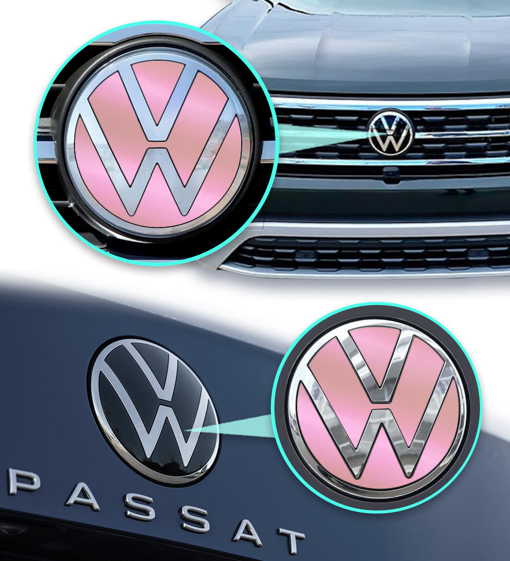 IPG Decorative for Volkswagen Passat 2021 Front Emblem Logo - Rear Back Emblem Logo - Steering Wheel Emblem Logo Decals Stickers (4 Units)