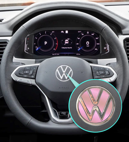 IPG Decorative for Volkswagen Passat 2021 Front Emblem Logo - Rear Back Emblem Logo - Steering Wheel Emblem Logo Decals Stickers (4 Units)