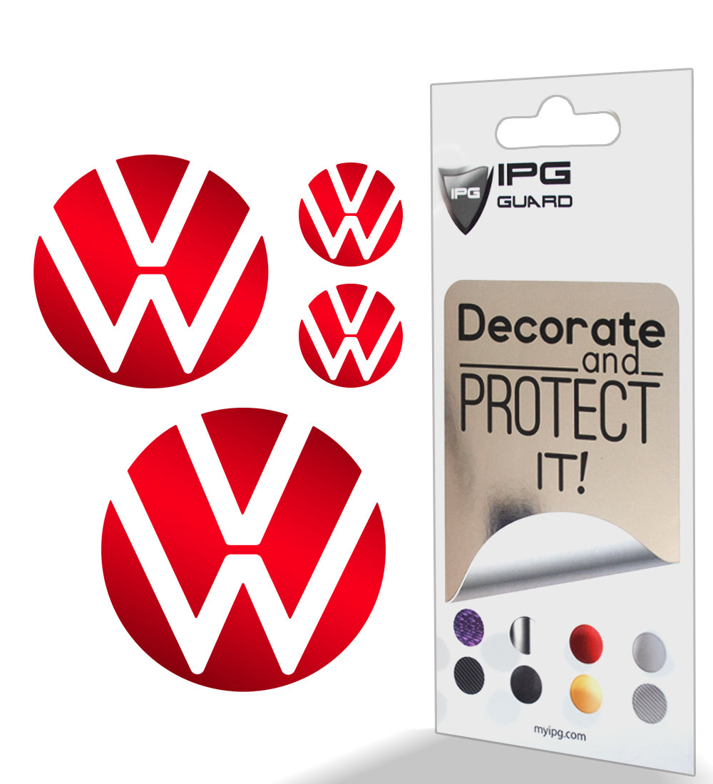 IPG Decorative for Volkswagen Passat 2021 Front Emblem Logo - Rear Back Emblem Logo - Steering Wheel Emblem Logo Decals Stickers (4 Units)