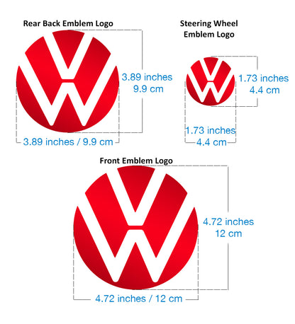 IPG Decorative for Volkswagen Passat 2021 Front Emblem Logo - Rear Back Emblem Logo - Steering Wheel Emblem Logo Decals Stickers (4 Units)