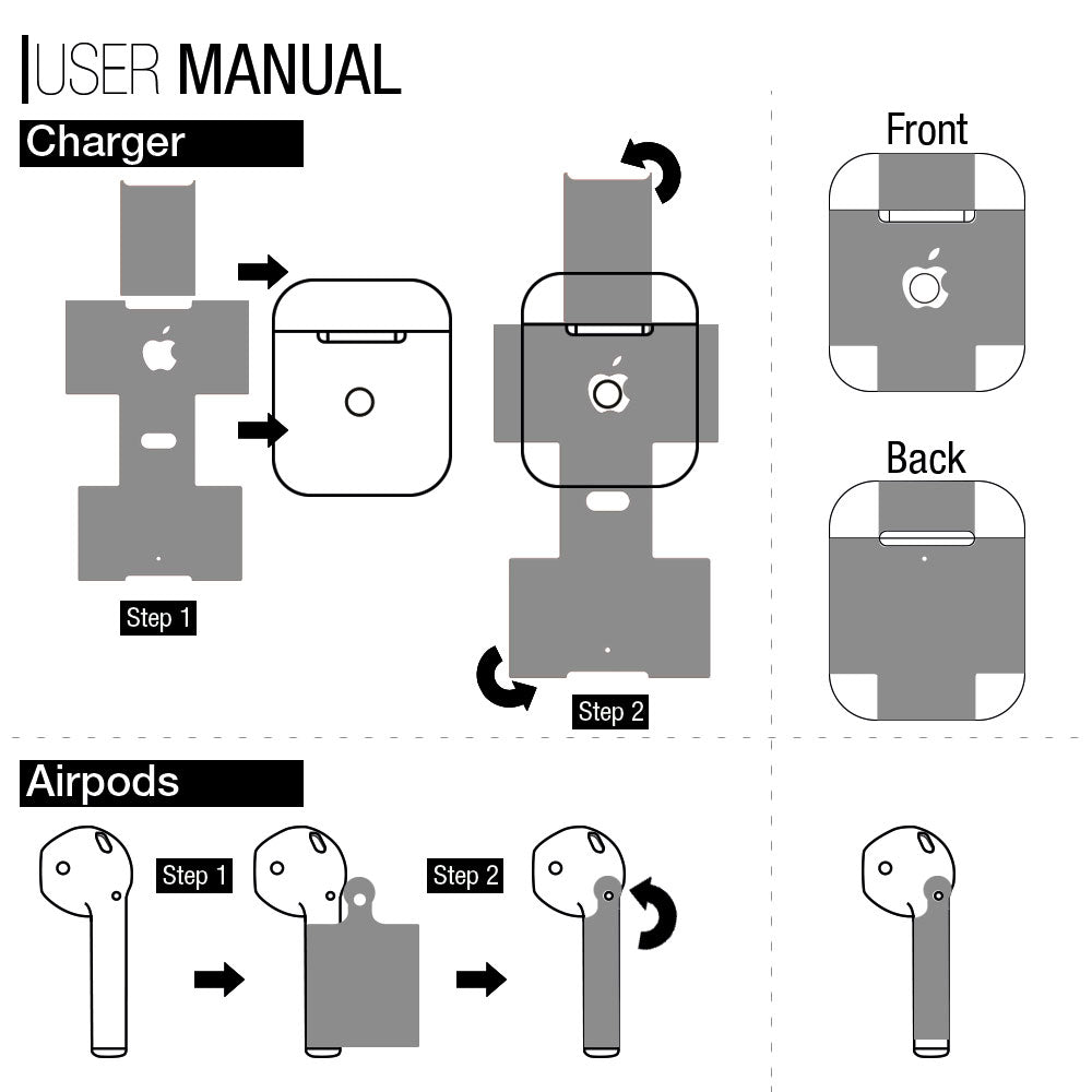 AirPods 1-2 dış kasa ve kulaklık üzeri için IPG Dekoratif Koruyucu Sticker Etiket Aksesuar Vinil