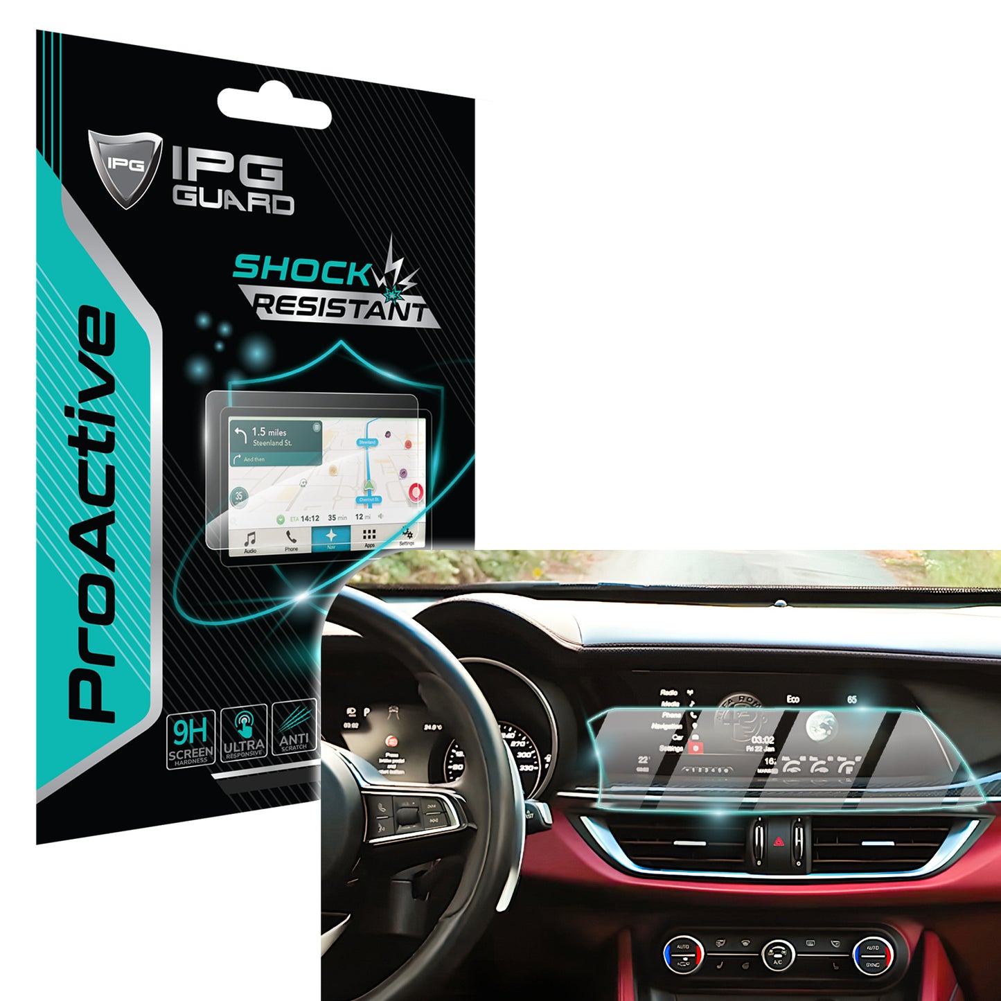 IPG ProActive for Alfa Romeo Stelvio Tributo 2015-2025 8.8" inch Navigation Display Screen Protector