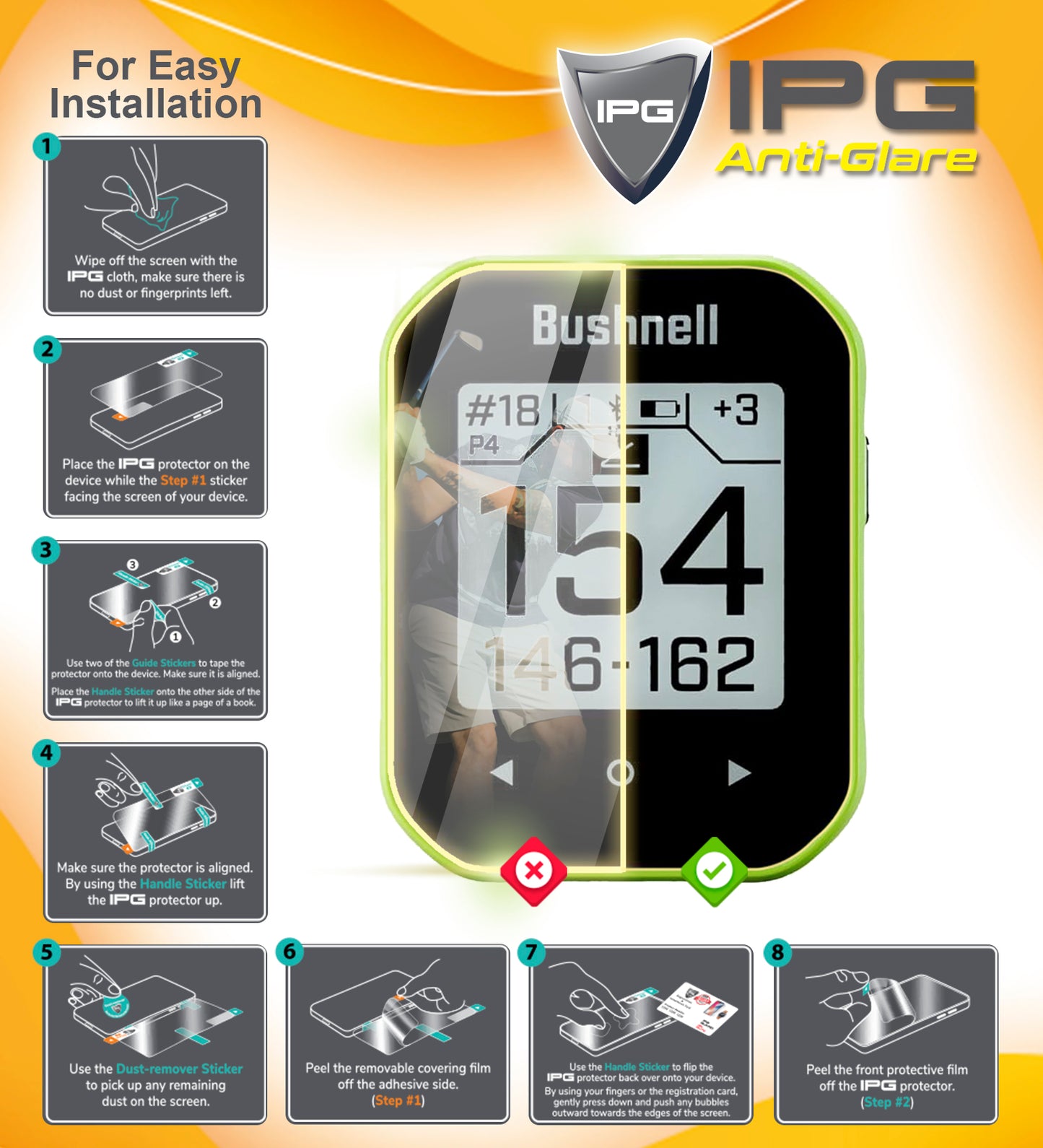 IPG Anti-Glare for Bushnell Phantom 3 Slope GPS Handheld SCREEN Protector (2 Units)