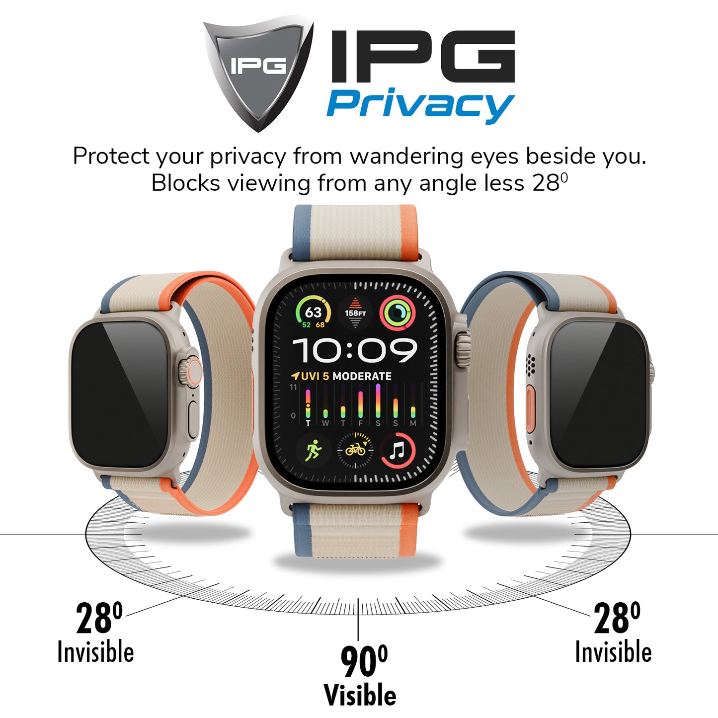 IPG Original for Apple Watch Ultra (1-2) PRIVACY Anti-spy Glass SCREEN Protector