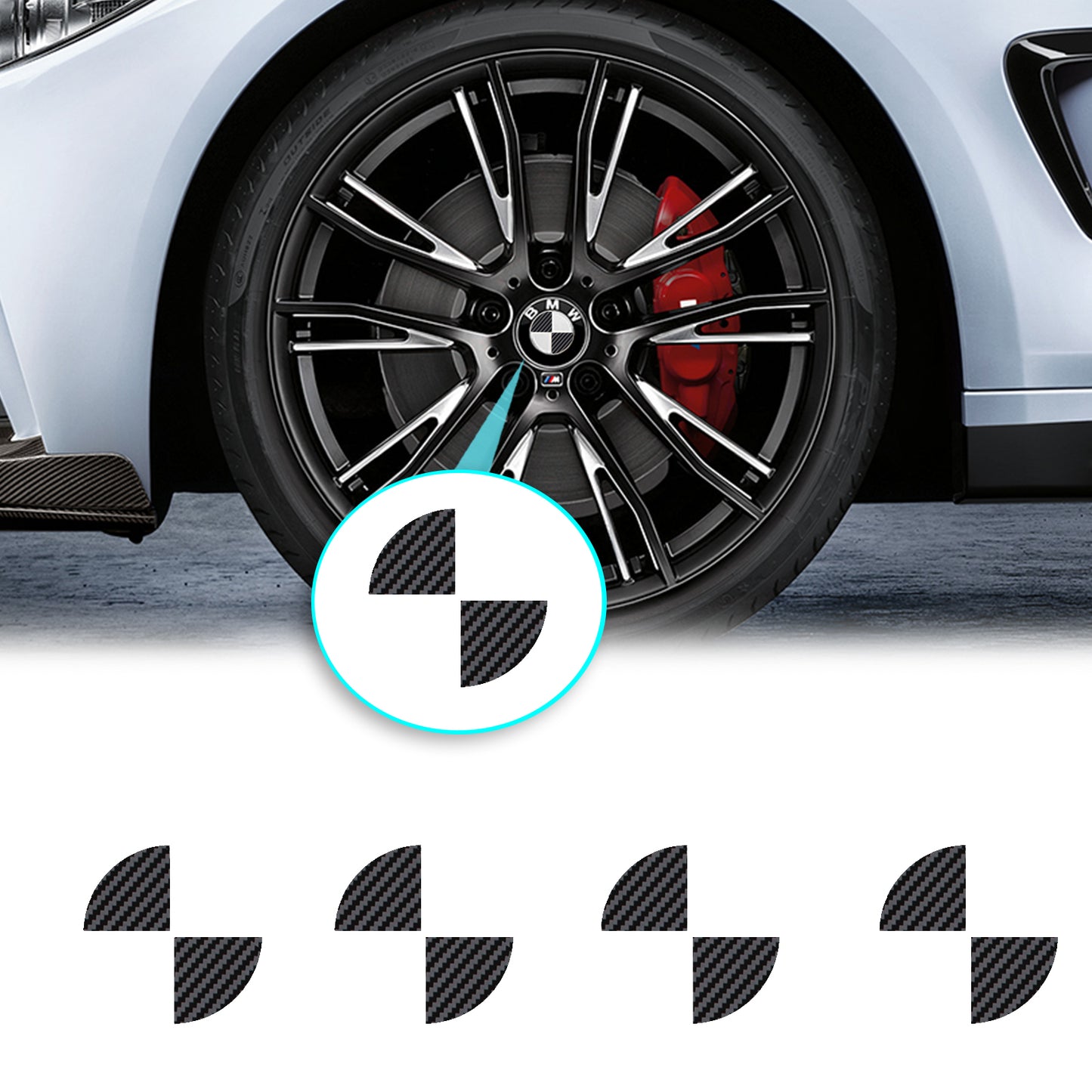 IPG Decorative for BMW Wheel Rim Decorative Logo: 1.54" - 39mm /Center Cap:2.69" - 68mm Stickers Set (8 Units) Wrap Kit