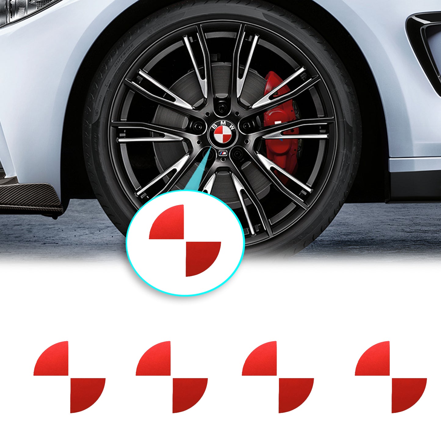 IPG Decorative for BMW Wheel Rim Decorative Logo: 1.54" - 39mm /Center Cap:2.69" - 68mm Stickers Set (8 Units) Wrap Kit