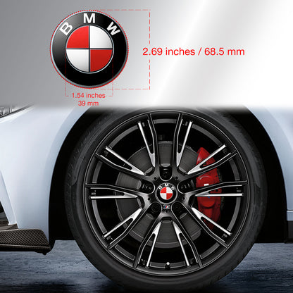 IPG Decorative for BMW Wheel Rim Decorative Logo: 1.54" - 39mm /Center Cap:2.69" - 68mm Stickers Set (8 Units) Wrap Kit