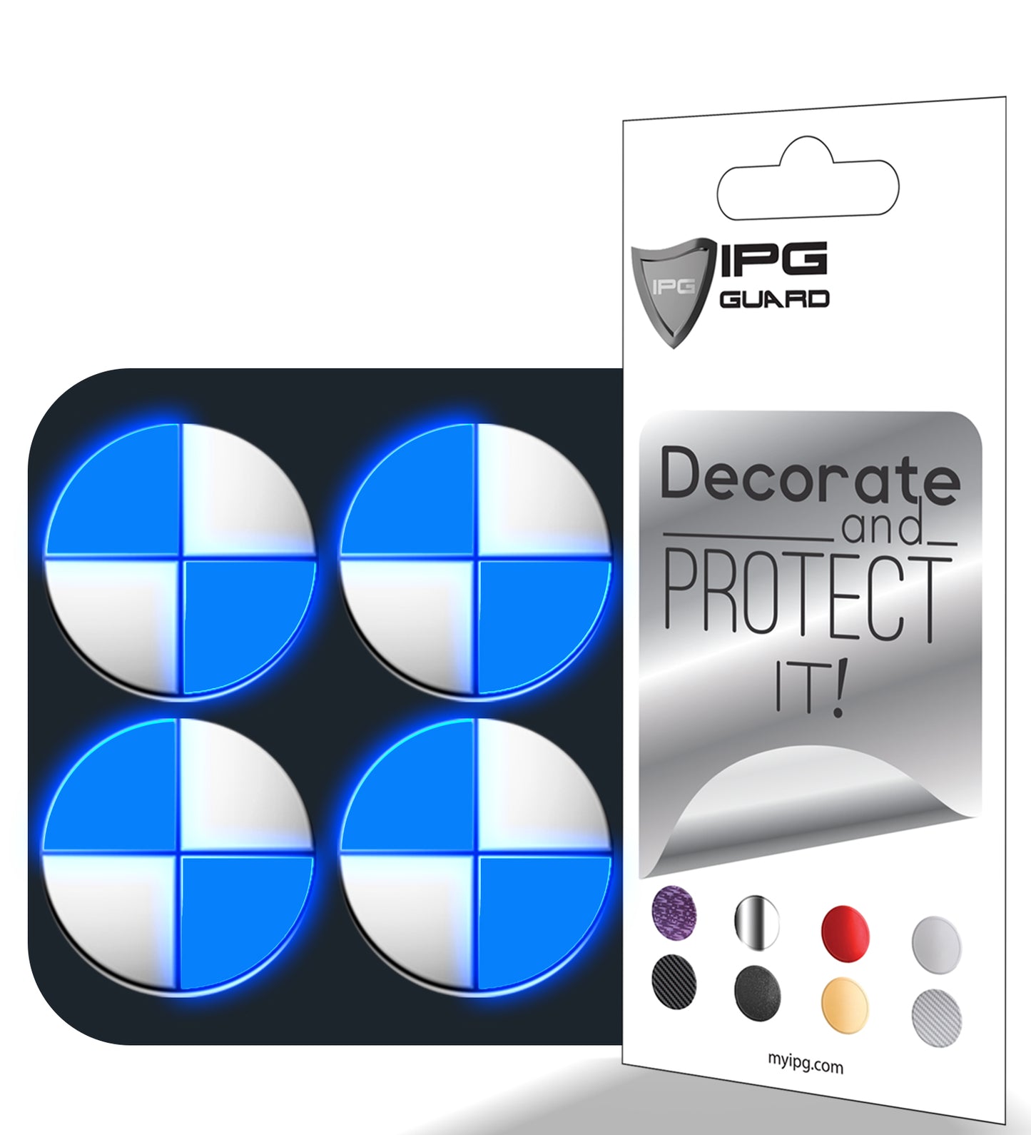 IPG Decorative for BMW Wheel Rim Decorative Logo: 1.54" - 39mm /Center Cap:2.69" - 68mm Stickers Set (8 Units) Wrap Kit