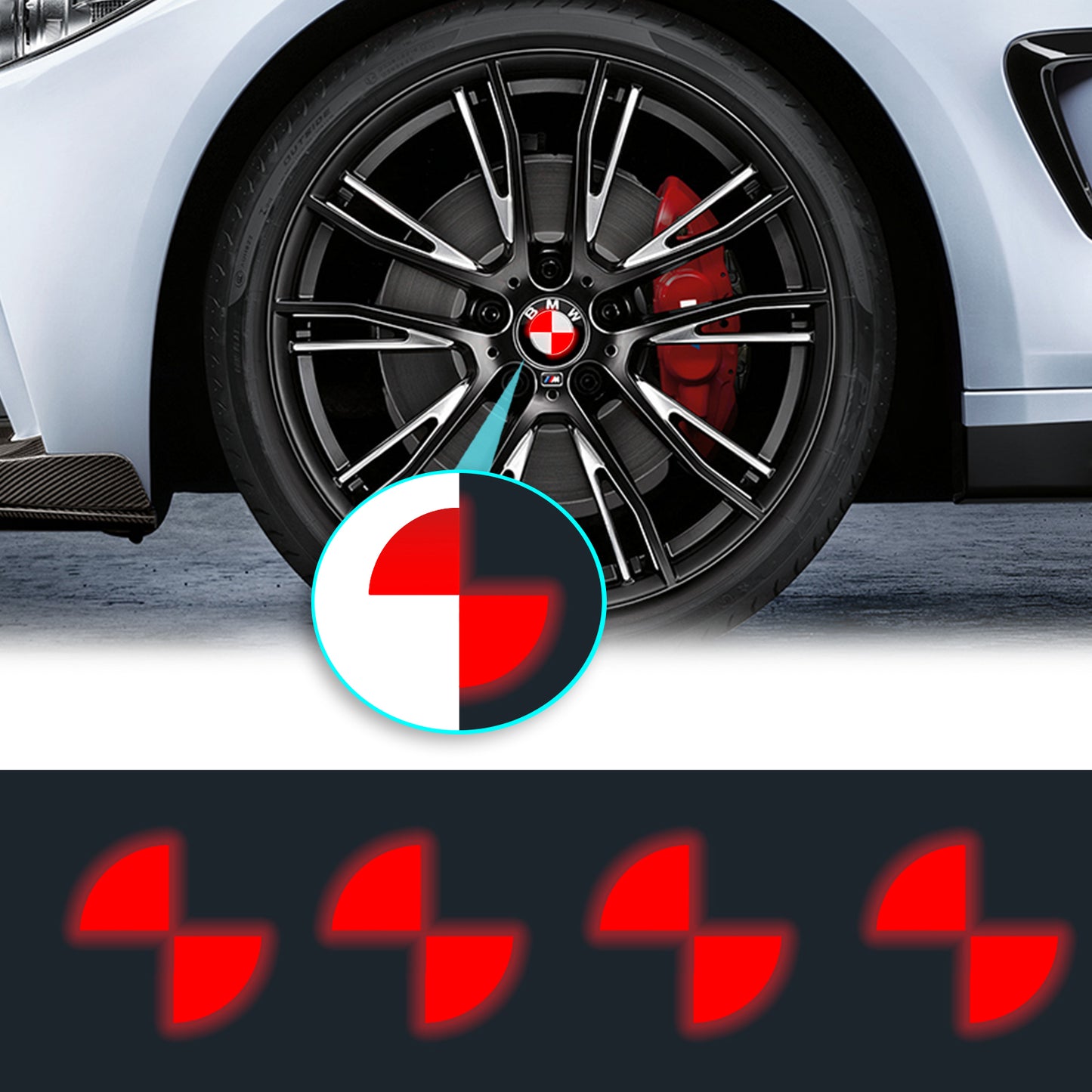 IPG Decorative for BMW Wheel Rim Decorative Logo: 1.54" - 39mm /Center Cap:2.69" - 68mm Stickers Set (8 Units) Wrap Kit