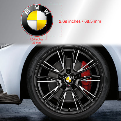 IPG Decorative for BMW Wheel Rim Decorative Logo: 1.54" - 39mm /Center Cap:2.69" - 68mm Stickers Set (8 Units) Wrap Kit