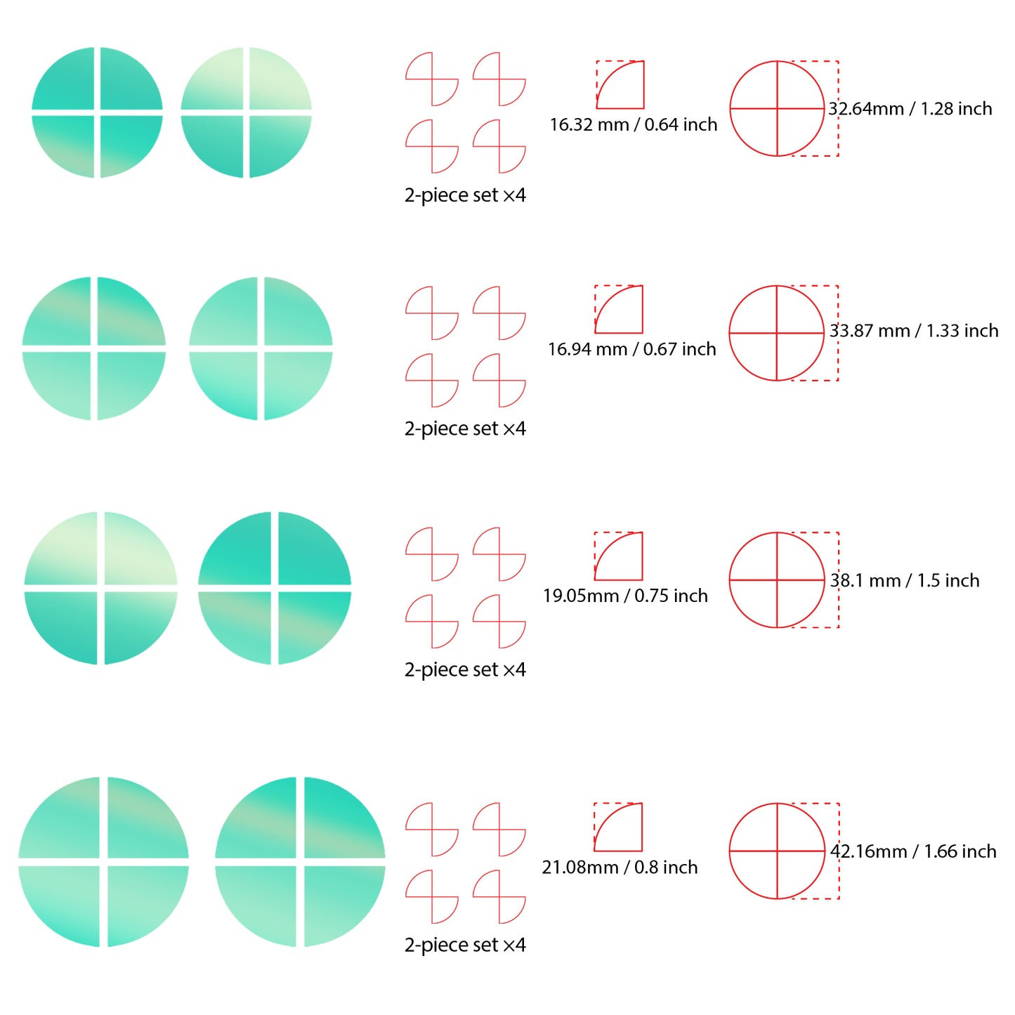 IPG Decorative for BMW Logo Set – 11×4 Semicircles + 1×2 Semicircles, Multiple Sizes Stickers Set (46 Units) Wrap Kit