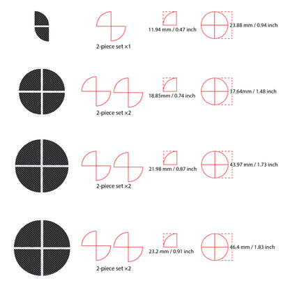 IPG Decorative for BMW Logo Set – 11×4 Semicircles + 1×2 Semicircles, Multiple Sizes Stickers Set (46 Units) Wrap Kit