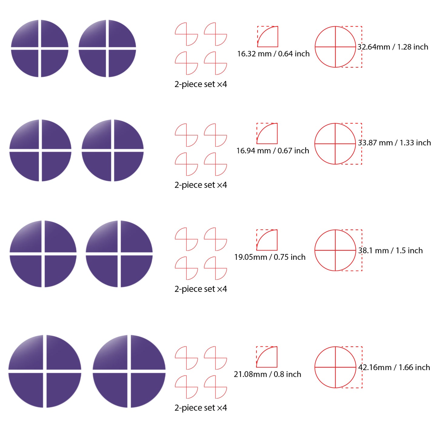 IPG Decorative for BMW Logo Set – 11×4 Semicircles + 1×2 Semicircles, Multiple Sizes Stickers Set (46 Units) Wrap Kit