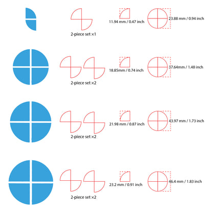 IPG Decorative for BMW Logo Set – 11×4 Semicircles + 1×2 Semicircles, Multiple Sizes Stickers Set (46 Units) Wrap Kit