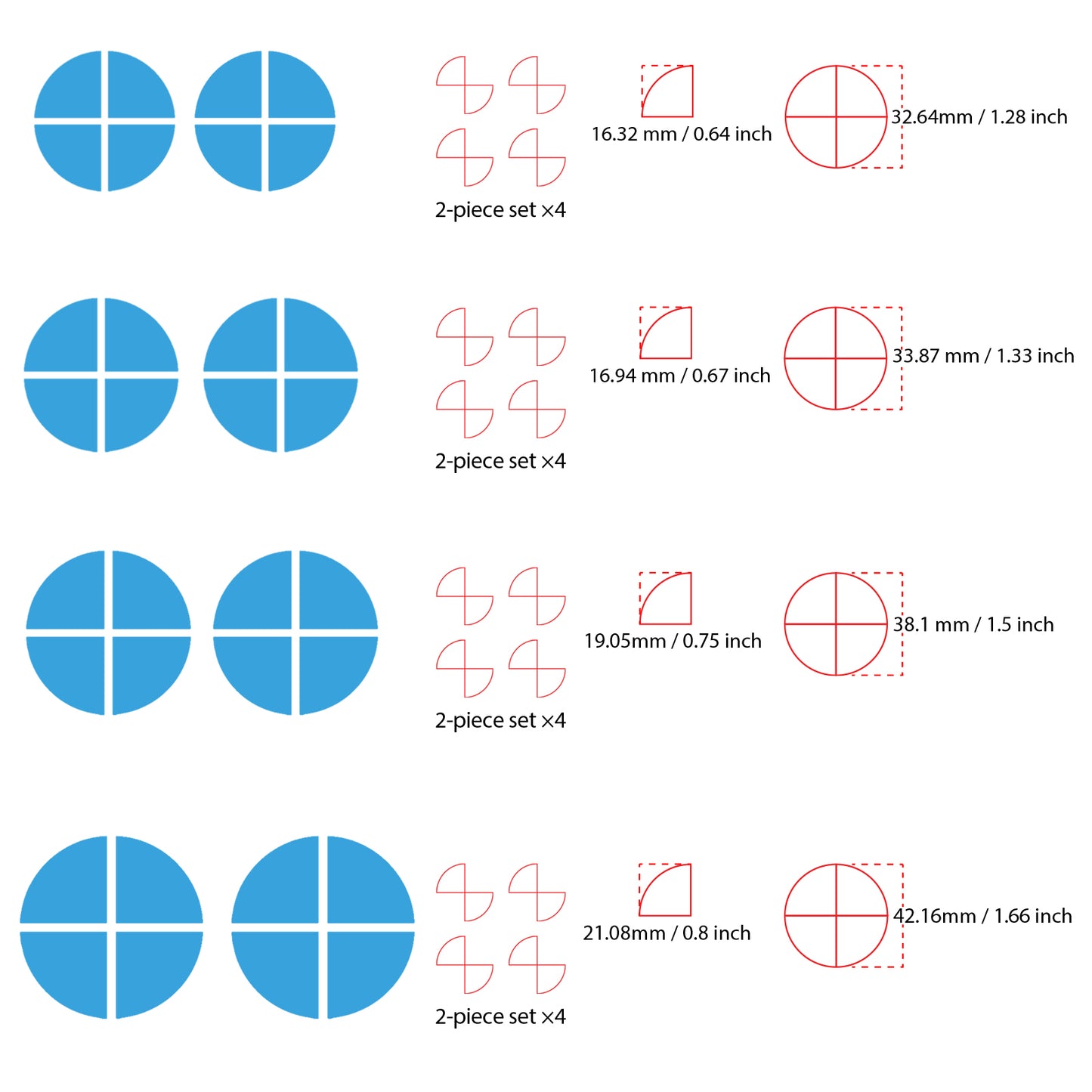 IPG Decorative for BMW Logo Set – 11×4 Semicircles + 1×2 Semicircles, Multiple Sizes Stickers Set (46 Units) Wrap Kit