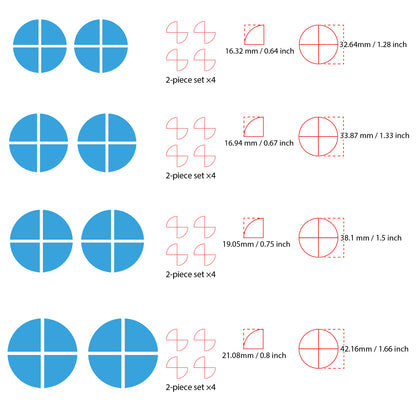 IPG Decorative for BMW Logo Set – 11×4 Semicircles + 1×2 Semicircles, Multiple Sizes Stickers Set (46 Units) Wrap Kit