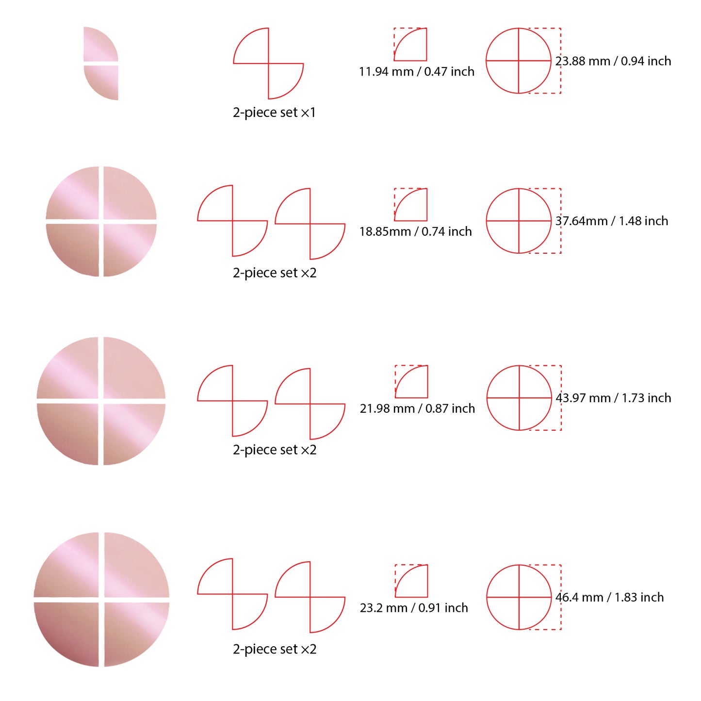 IPG Decorative for BMW Logo Set – 11×4 Semicircles + 1×2 Semicircles, Multiple Sizes Stickers Set (46 Units) Wrap Kit