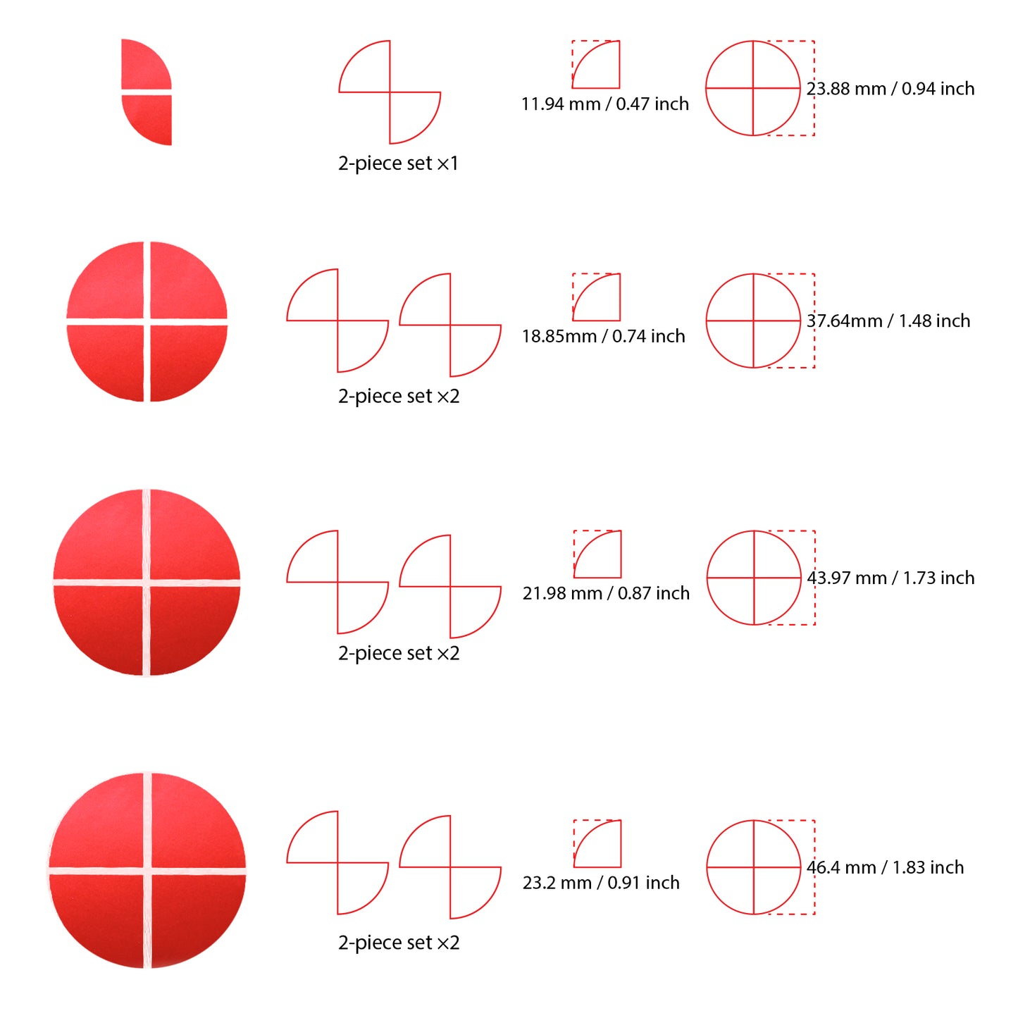 IPG Decorative for BMW Logo Set – 11×4 Semicircles + 1×2 Semicircles, Multiple Sizes Stickers Set (46 Units) Wrap Kit