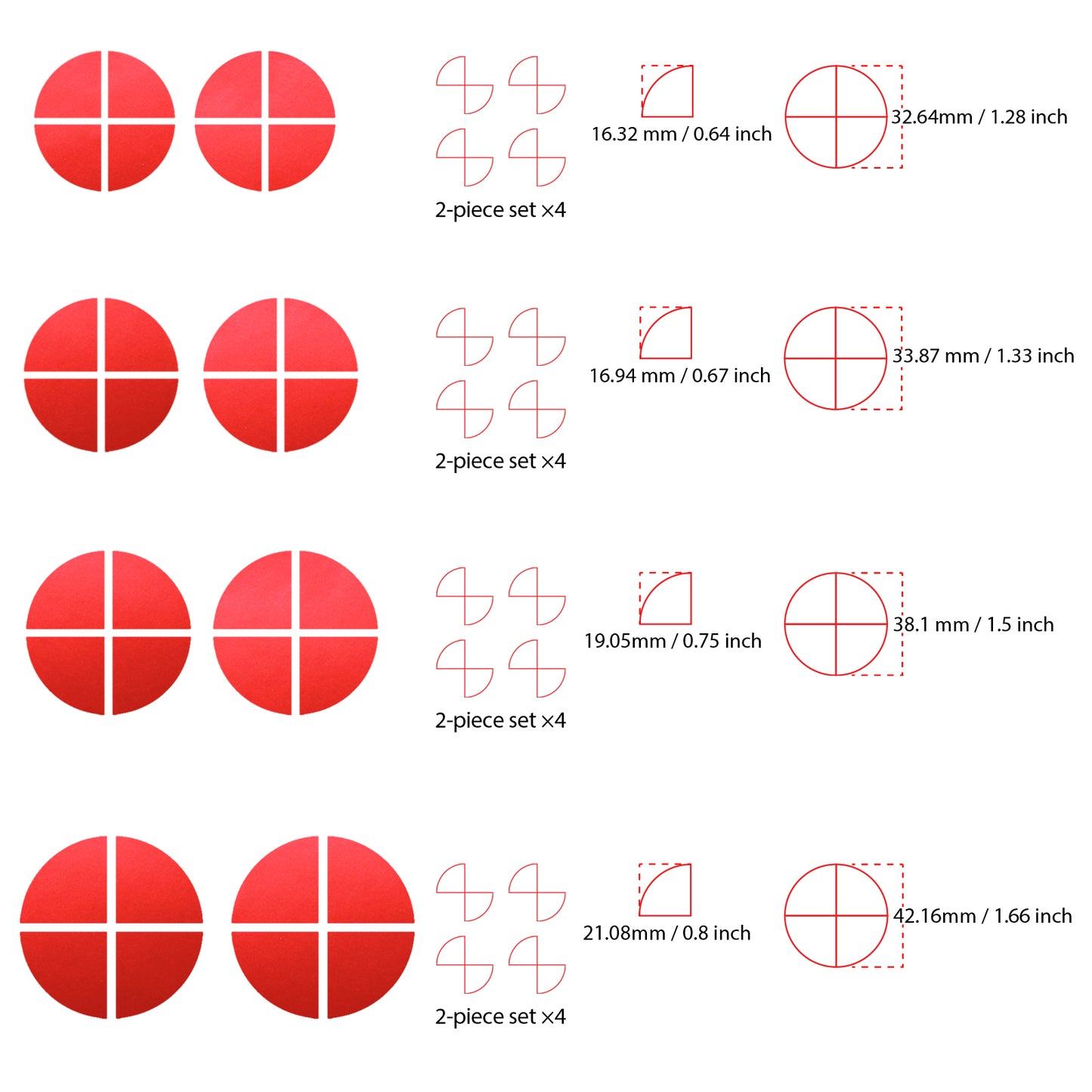 IPG Decorative for BMW Logo Set – 11×4 Semicircles + 1×2 Semicircles, Multiple Sizes Stickers Set (46 Units) Wrap Kit