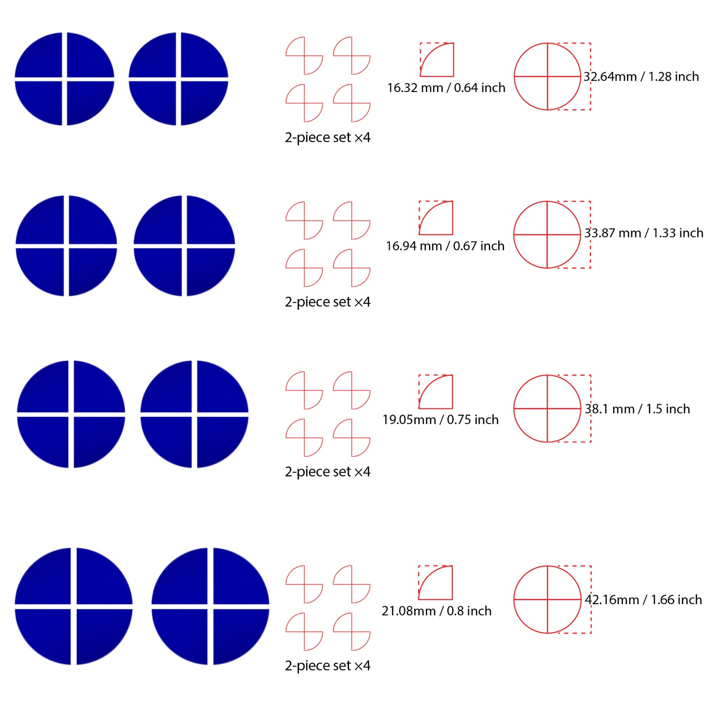 IPG Decorative for BMW Logo Set – 11×4 Semicircles + 1×2 Semicircles, Multiple Sizes Stickers Set (46 Units) Wrap Kit