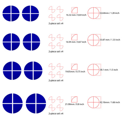 IPG Decorative for BMW Logo Set – 11×4 Semicircles + 1×2 Semicircles, Multiple Sizes Stickers Set (46 Units) Wrap Kit