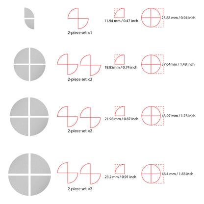 IPG Decorative for BMW Logo Set – 11×4 Semicircles + 1×2 Semicircles, Multiple Sizes Stickers Set (46 Units) Wrap Kit