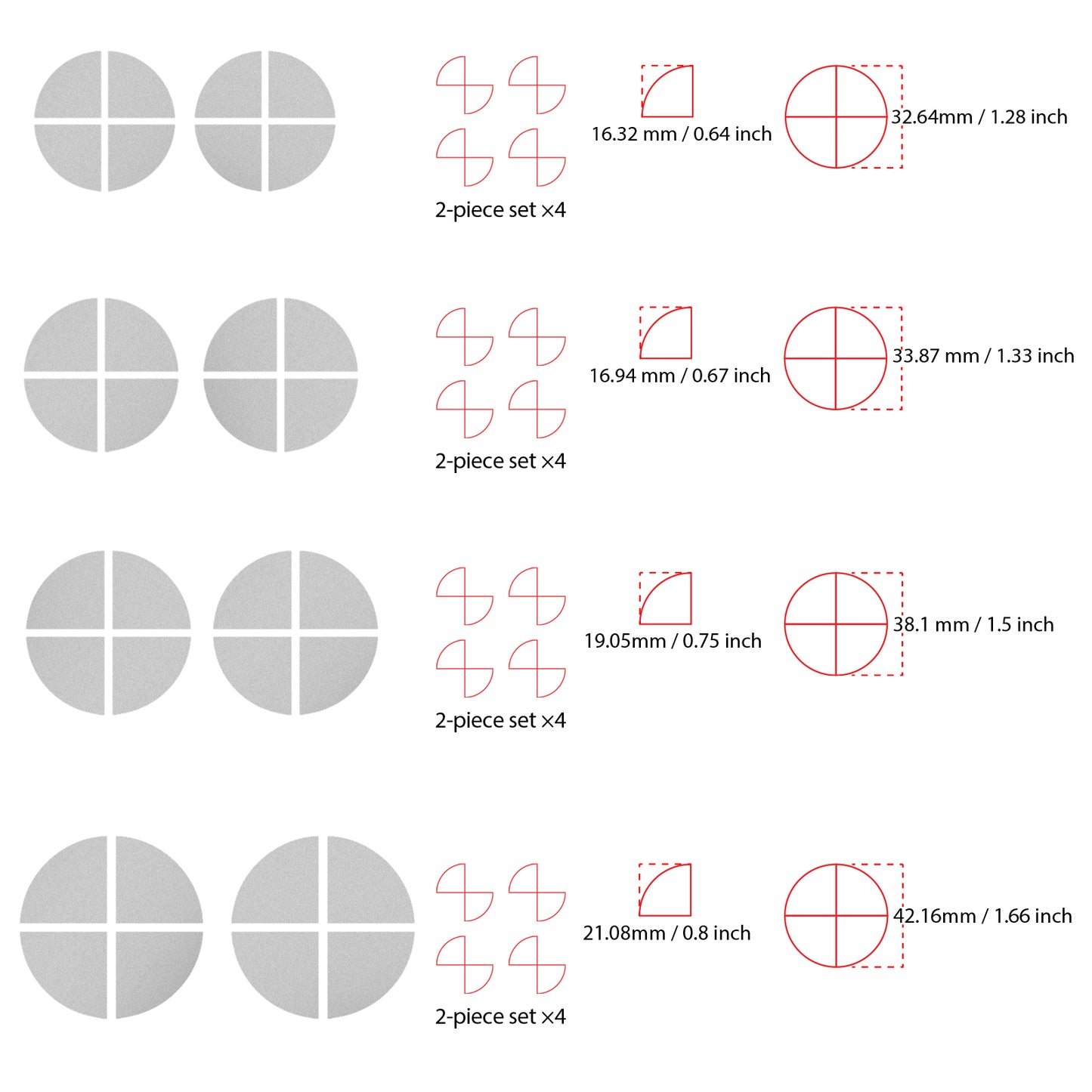 IPG Decorative for BMW Logo Set – 11×4 Semicircles + 1×2 Semicircles, Multiple Sizes Stickers Set (46 Units) Wrap Kit