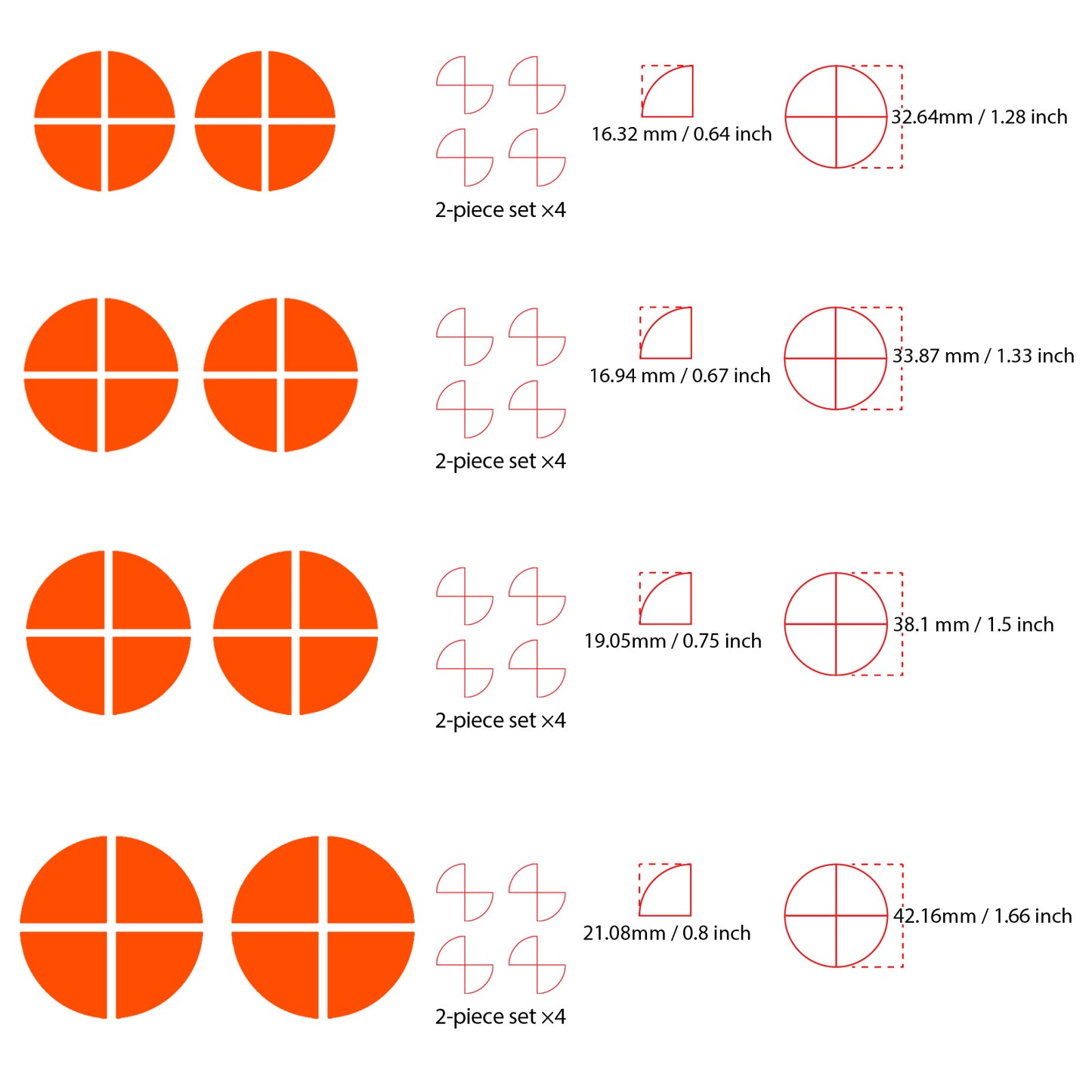 IPG Decorative for BMW Logo Set – 11×4 Semicircles + 1×2 Semicircles, Multiple Sizes Stickers Set (46 Units) Wrap Kit