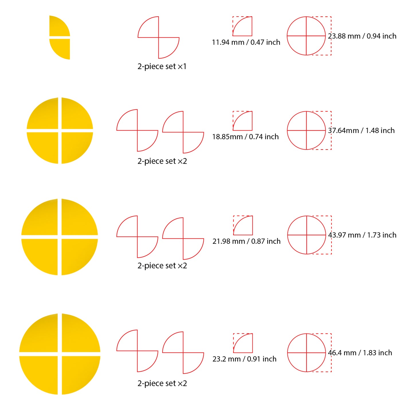 IPG Decorative for BMW Logo Set – 11×4 Semicircles + 1×2 Semicircles, Multiple Sizes Stickers Set (46 Units) Wrap Kit
